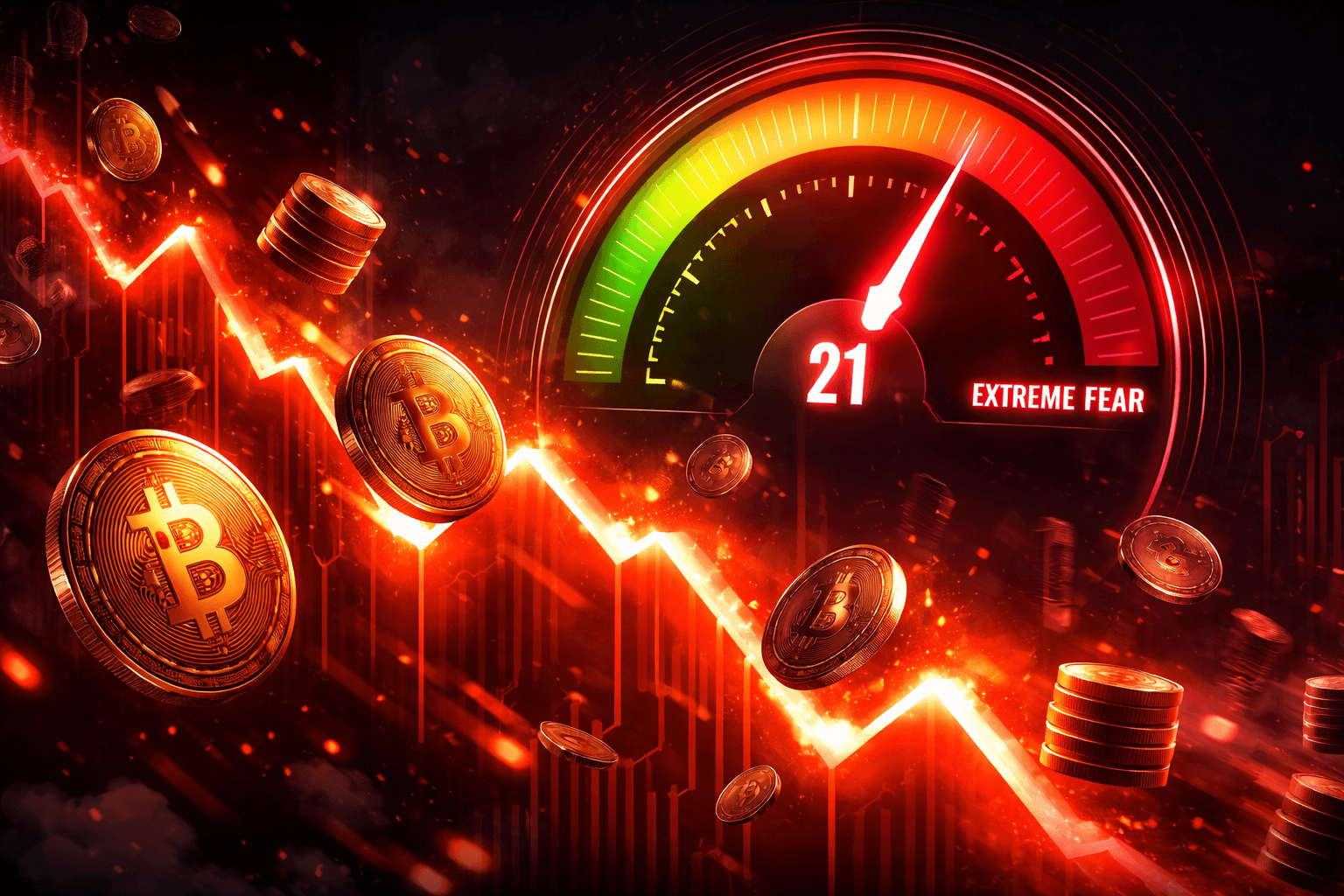 仮想通貨恐怖・欲望指数が21に低下、極度の恐怖が一段と強まる