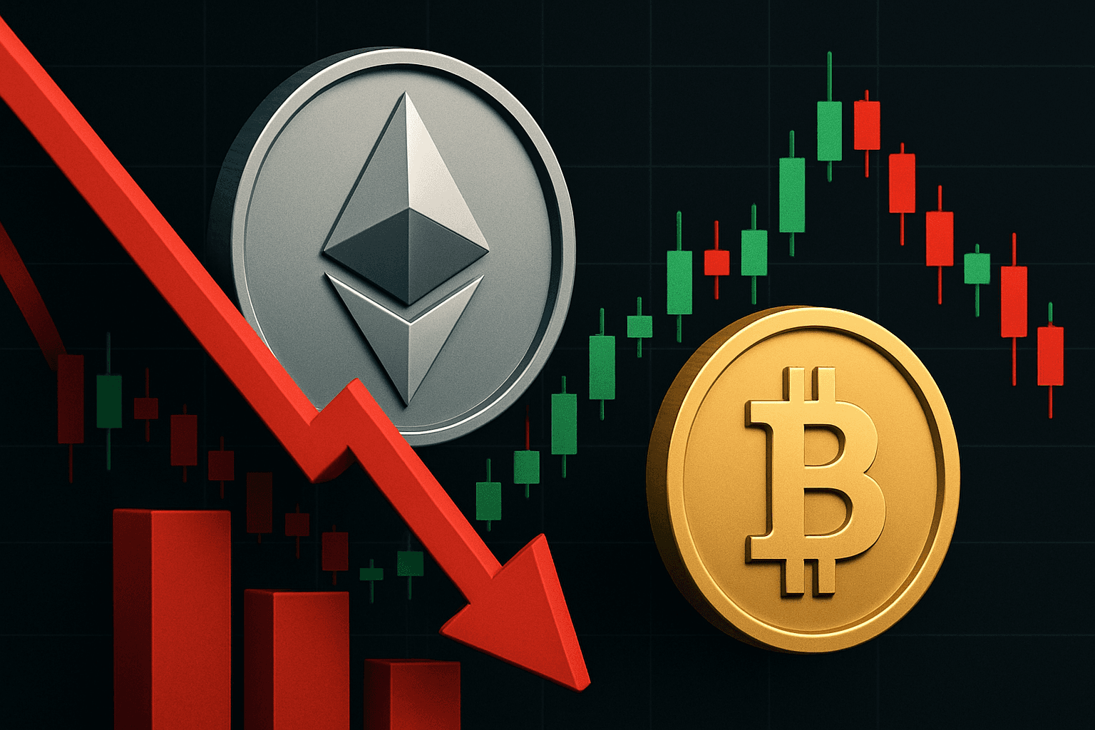 トレーダーのETHショートとBTCロング、含み損は550万ドル超