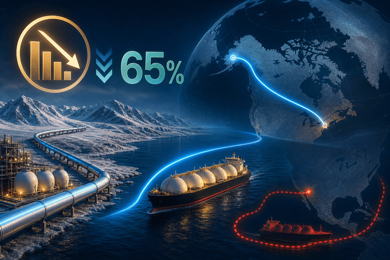 Alaska LNG shipping costs to Asia could be at least 65% below Gulf rivals