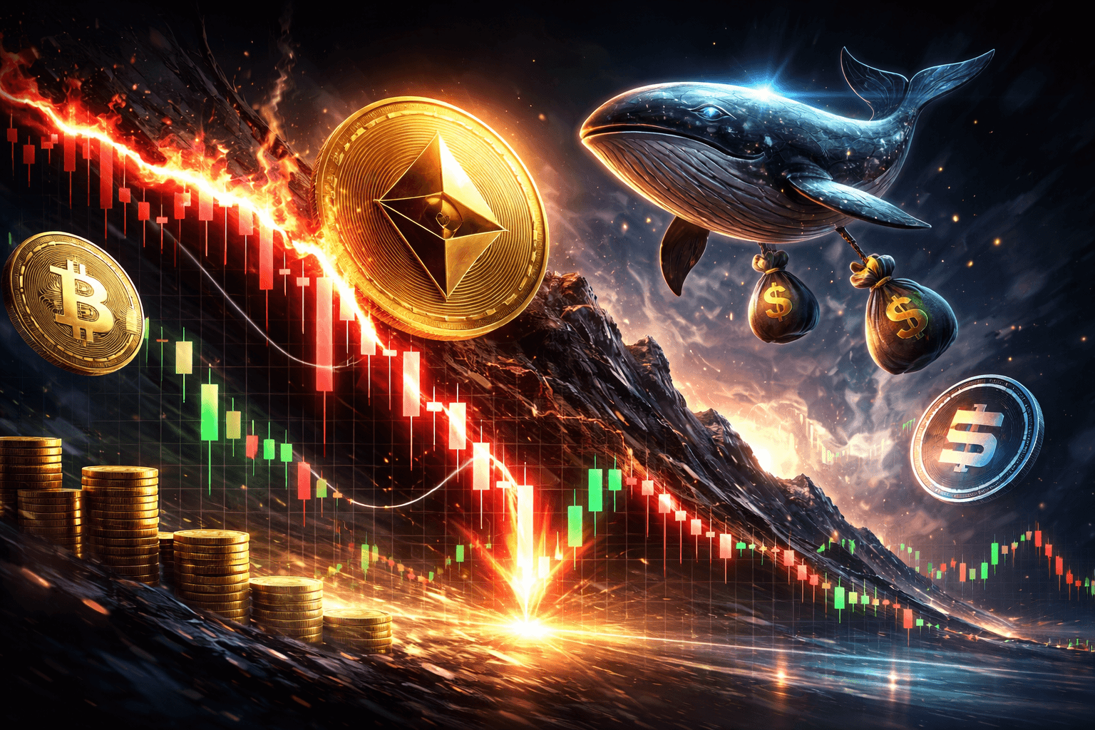 市場下落の中、クジラがレバレッジ仮想通貨ショートで700万ドルを獲得