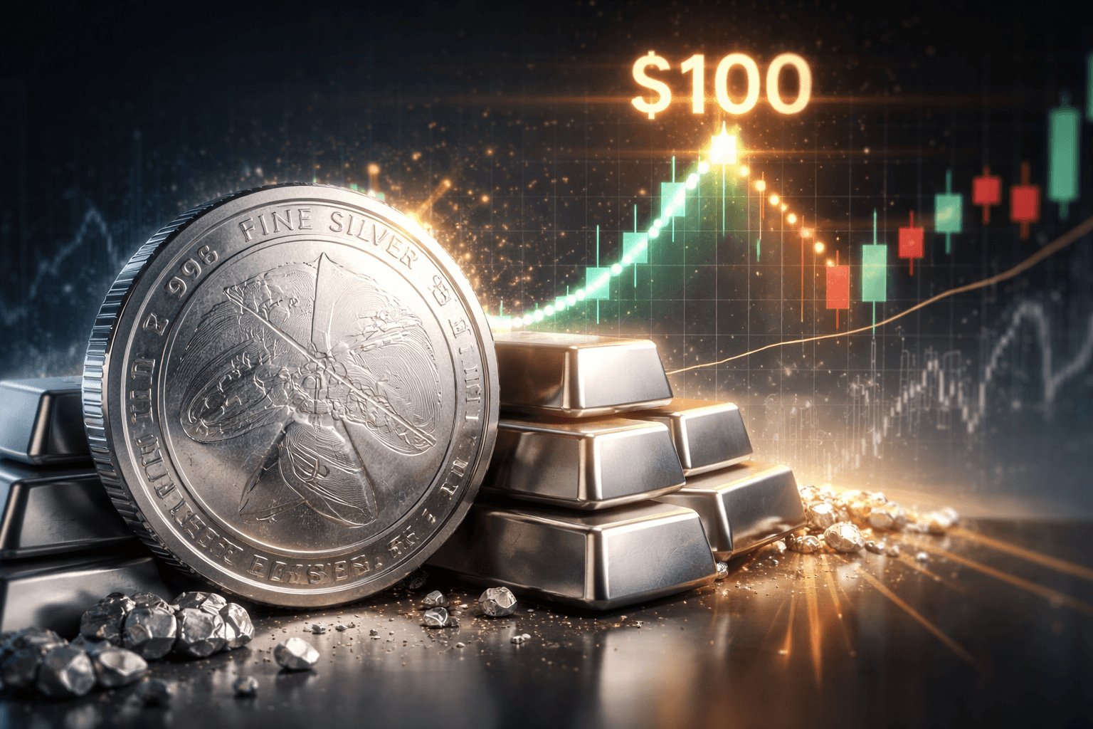 Silver Spot Price Briefly Touches $100 Before Slight Pullback