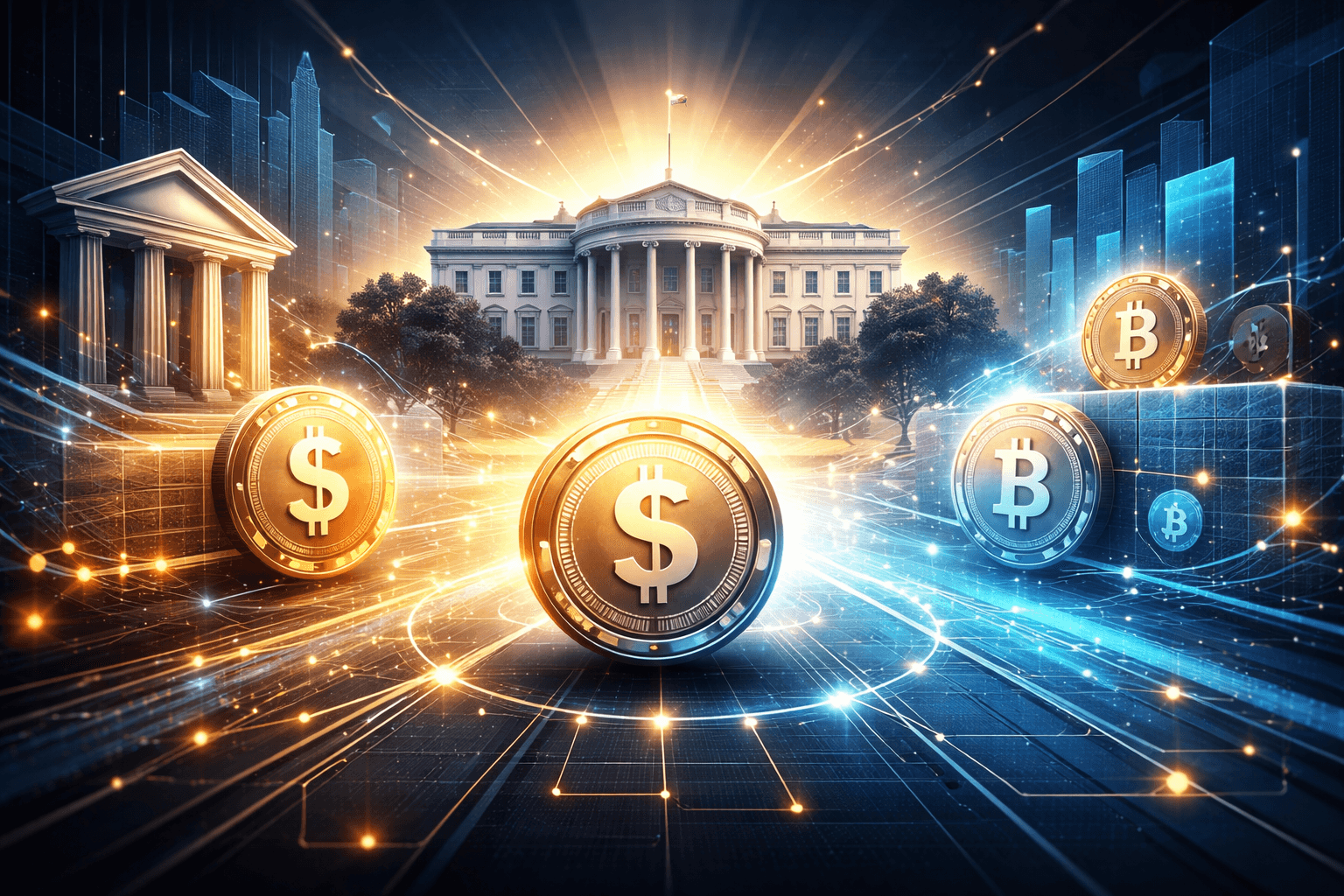 White House Meets Banks, Crypto Executives on Stalled Market-Structure Bill — Stablecoin (price-pegged cryptocurrency) Interest Treatment