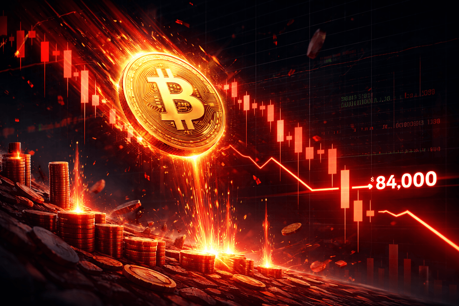 Bitcoin Drops Below $84,000 Amid $500M Leveraged Long Liquidations