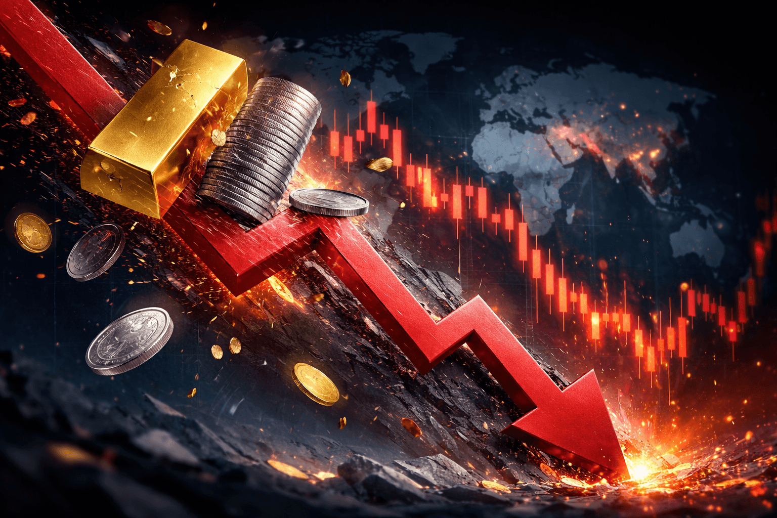 Global Silver and Gold Prices Plunge, Market Caps Drop Sharply