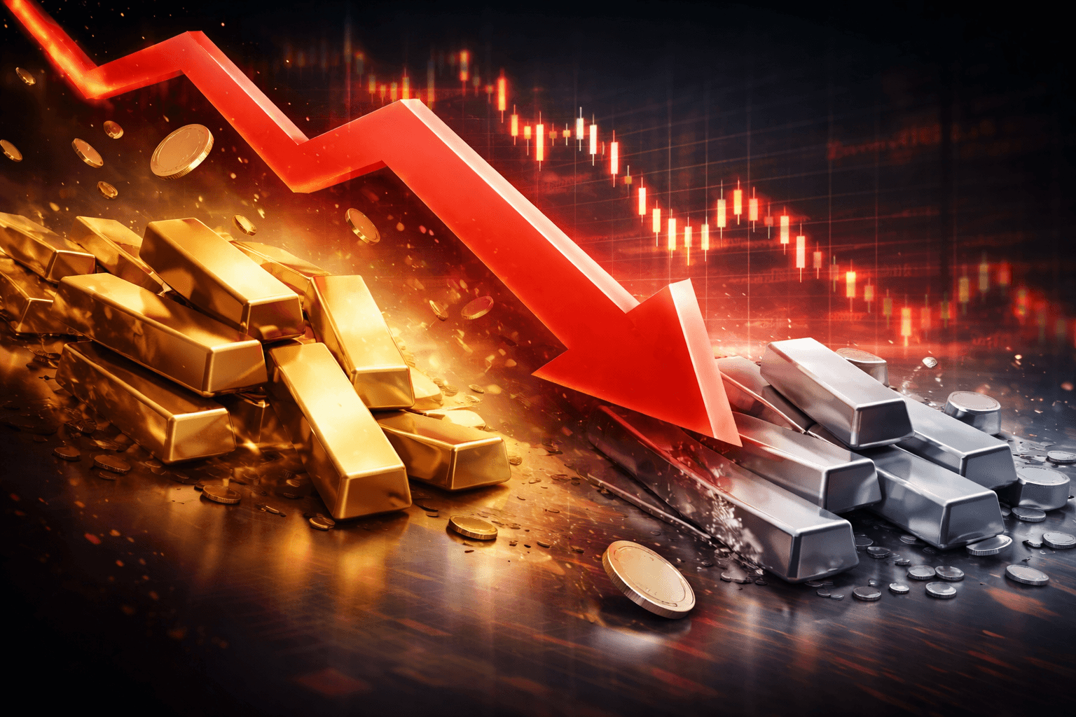 Gold Falls Over 6% as Silver Declines 12% After Record Rally