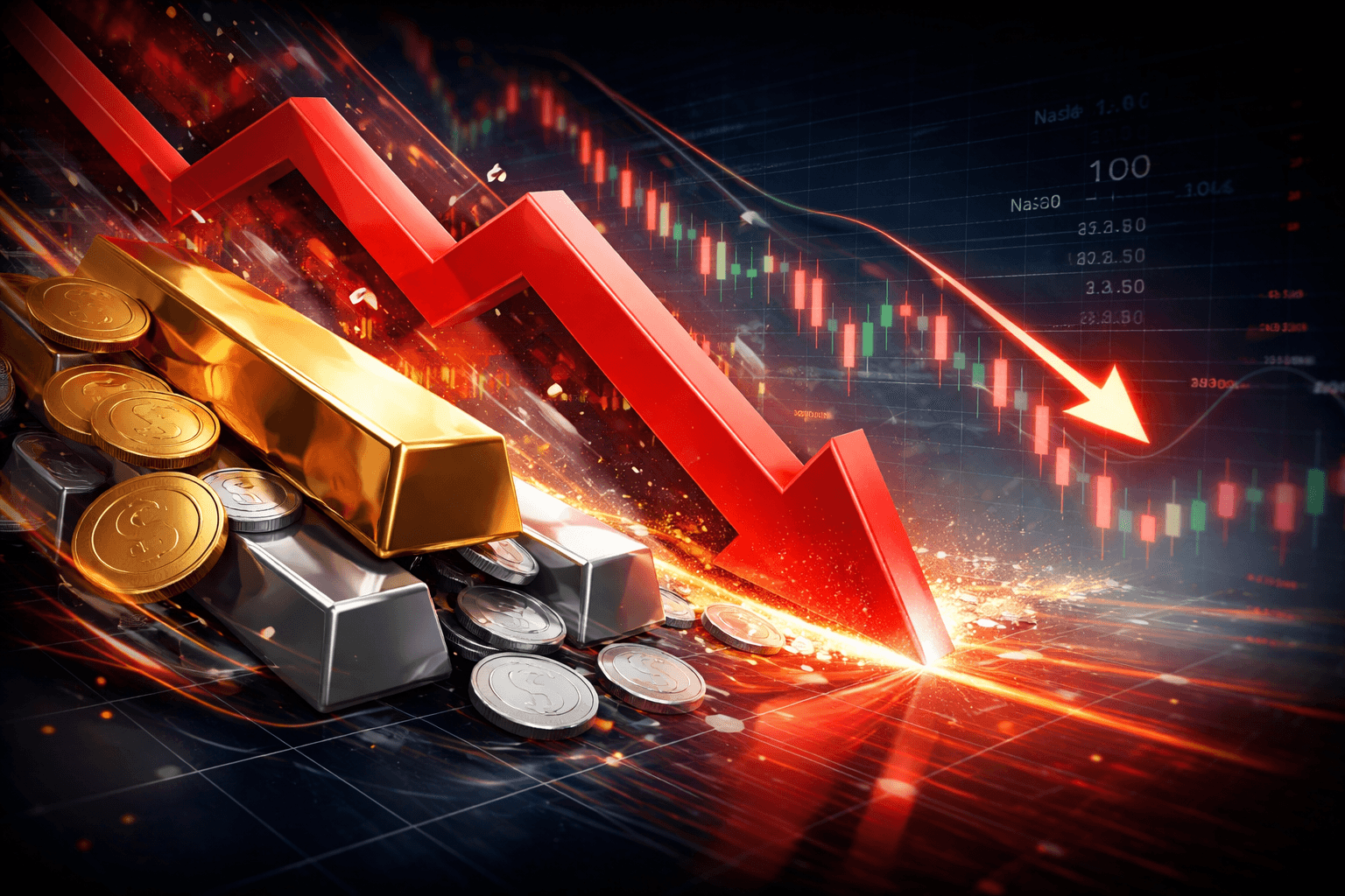 US Stock Futures Drop, Nasdaq 100 Down 1.8% as Gold Prices Plunge