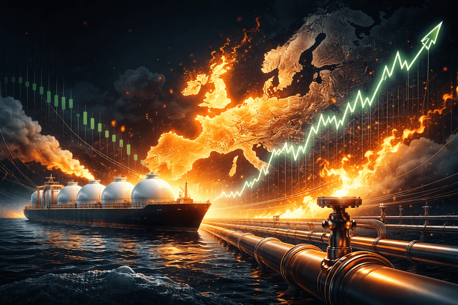 European Gas Prices Surge 50% After Qatari LNG Production Halt