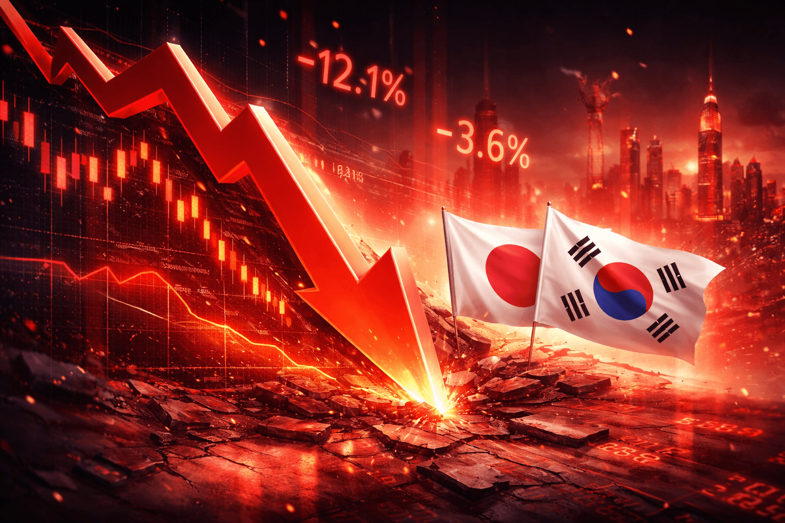 Asian Stock Markets Tumble with Panic Selling in Japan and South Korea