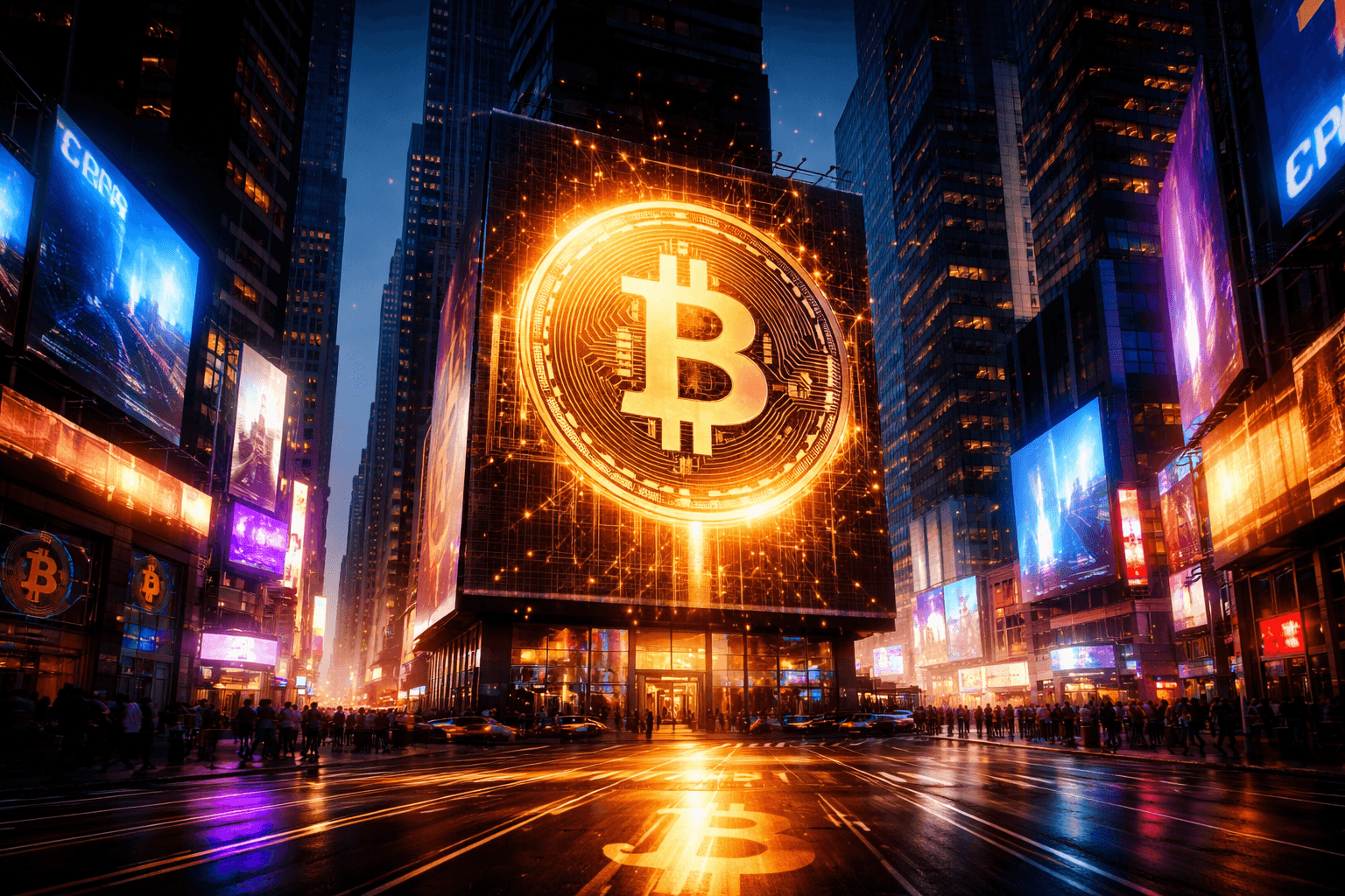 Massive Bitcoin Billboard Appears in Times Square, New York