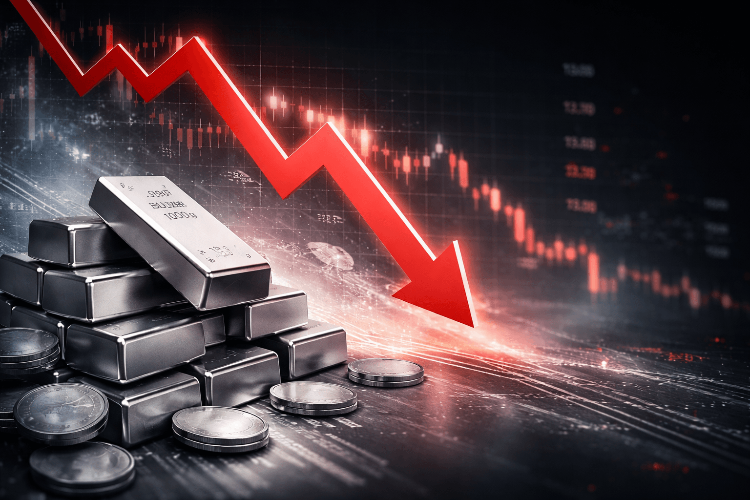 Spot silver falls below $87 an ounce, down 1.53% on the day