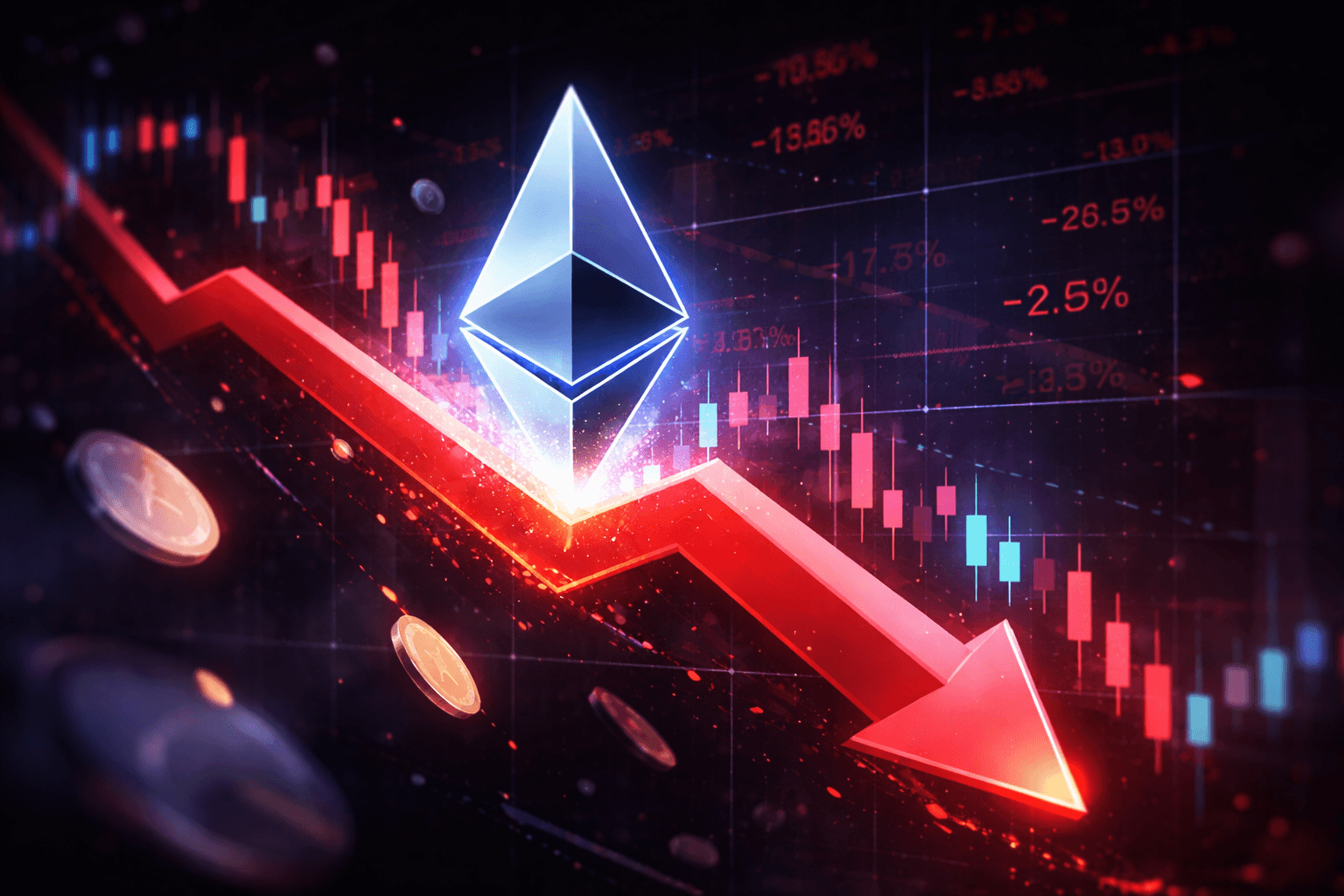 Ethereum Falls Below 2,100 USDT, Down 3.82% in 24 Hours