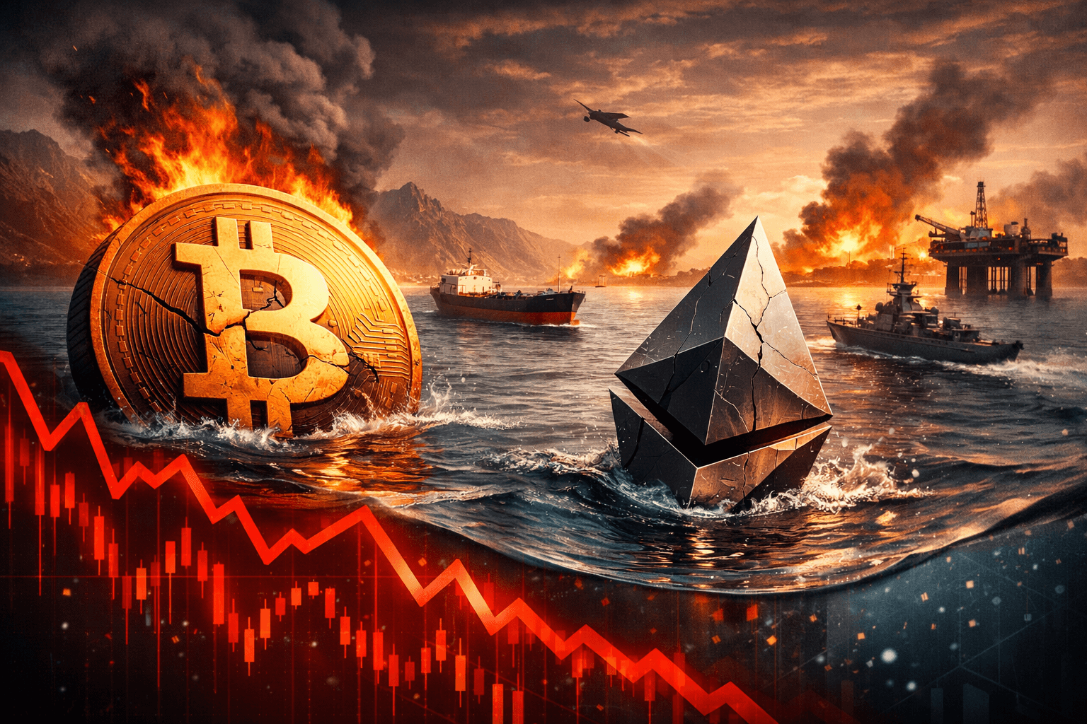 Bitcoin and Ethereum Fall as Iran Tightens Strait of Hormuz Controls