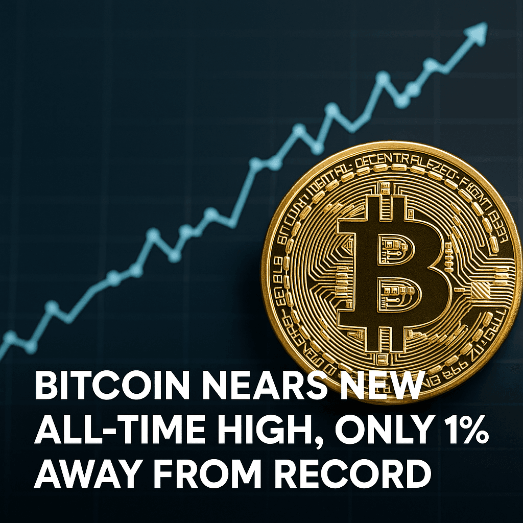 Bitcoin Nears New All-Time High, Only 1% Away from Record