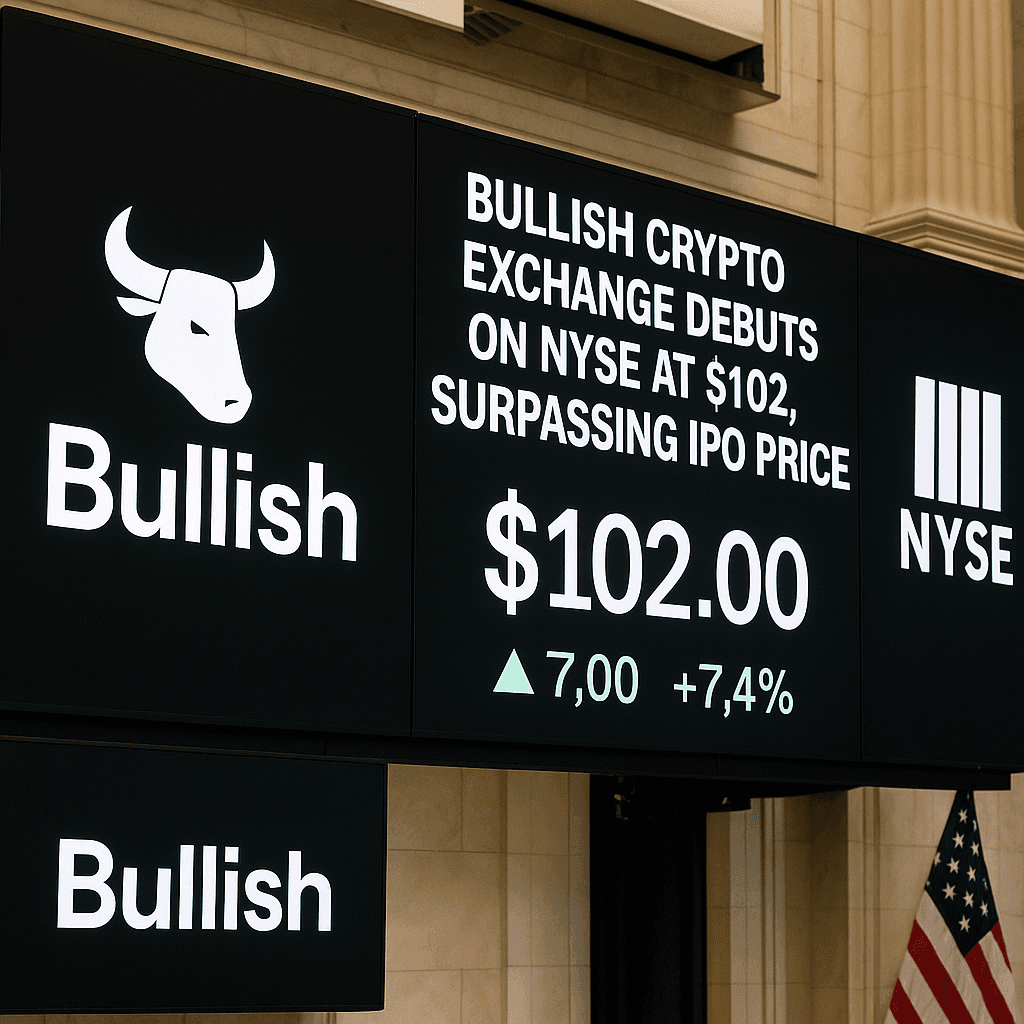 Bullish Crypto Exchange Debuts on NYSE at $102, Surpassing IPO Price