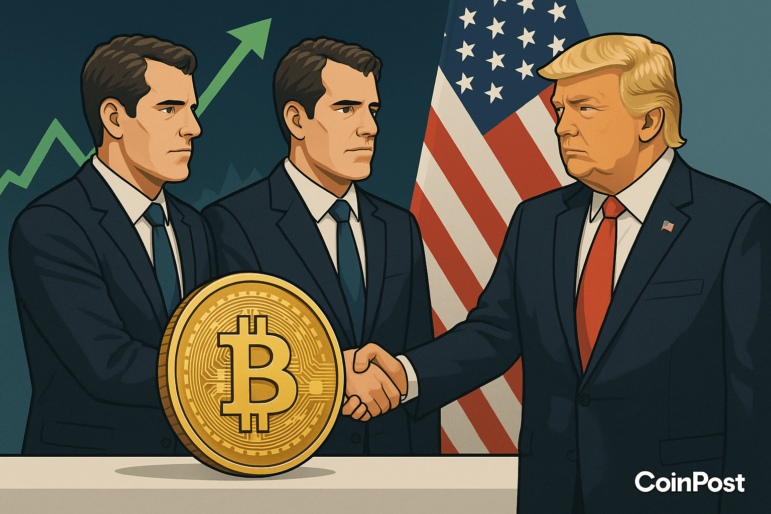 ウィンクルボス兄弟、トランプ大統領の仮想通貨ビジョンを支持し2100万ドル相当のビットコインを寄付