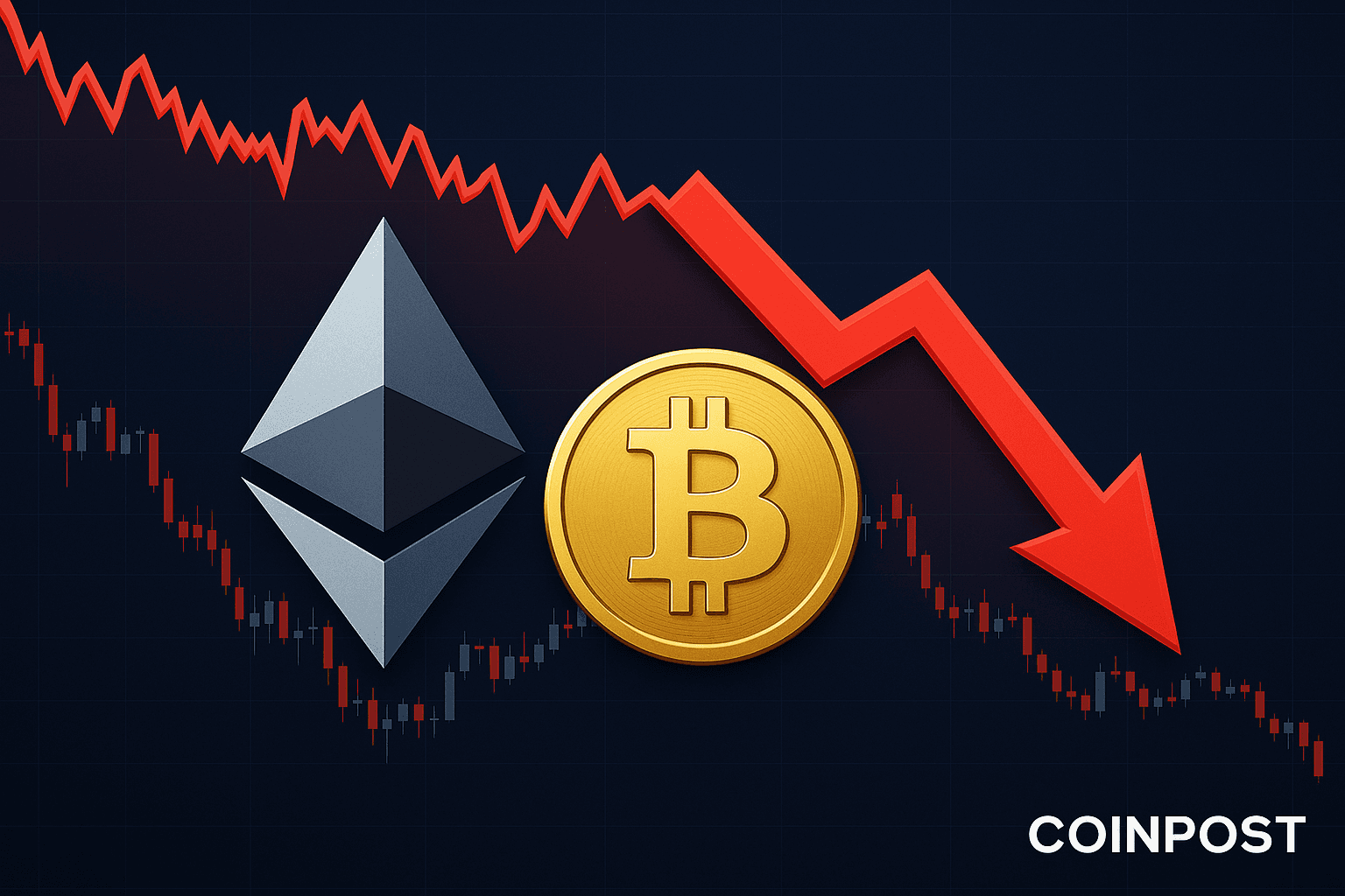 イーサリアムが4,600ドル割れ、ビットコインは117,000ドルを下回る