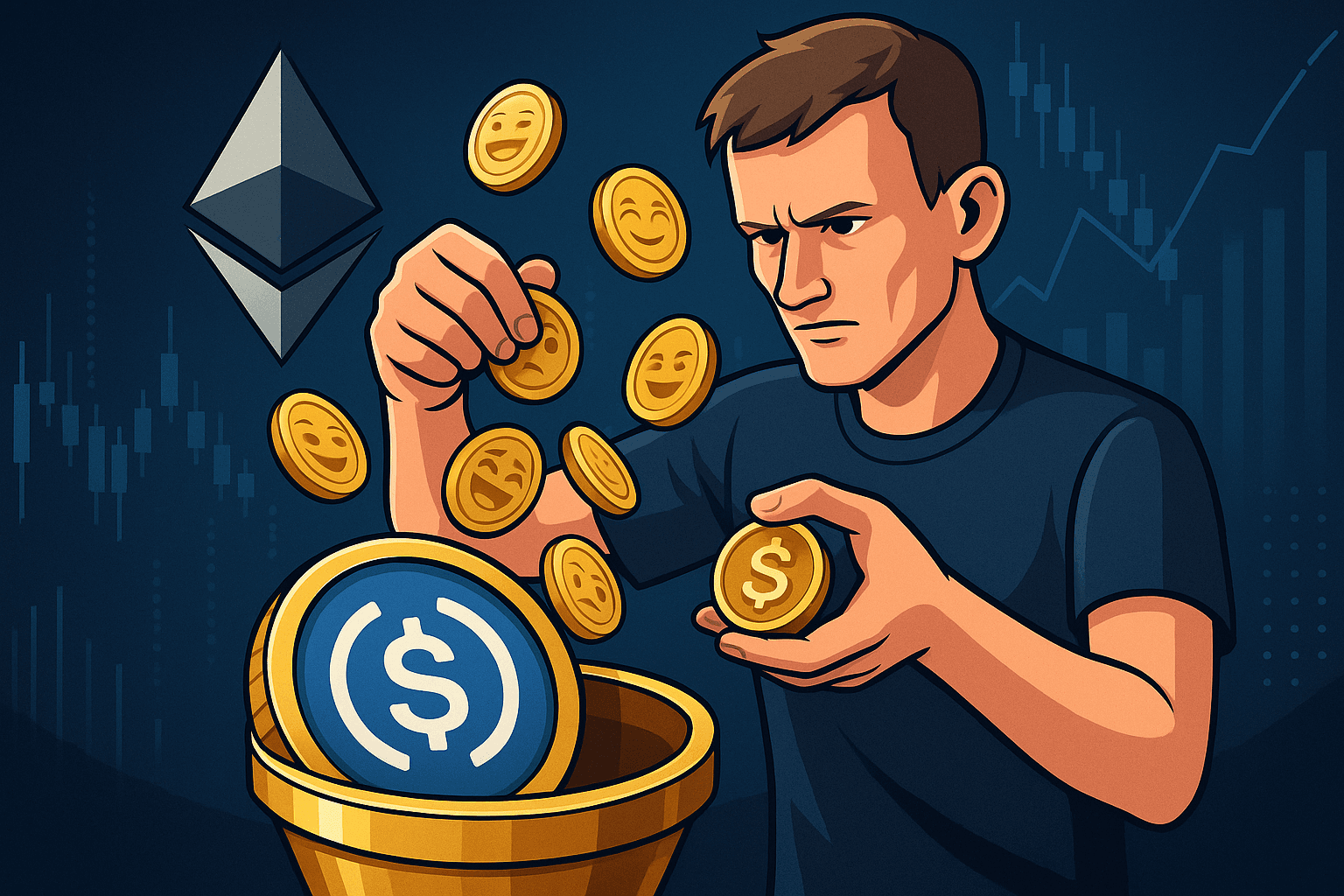 Vitalik Buterin Sells Gifted Meme Coins for 14,216 USDC