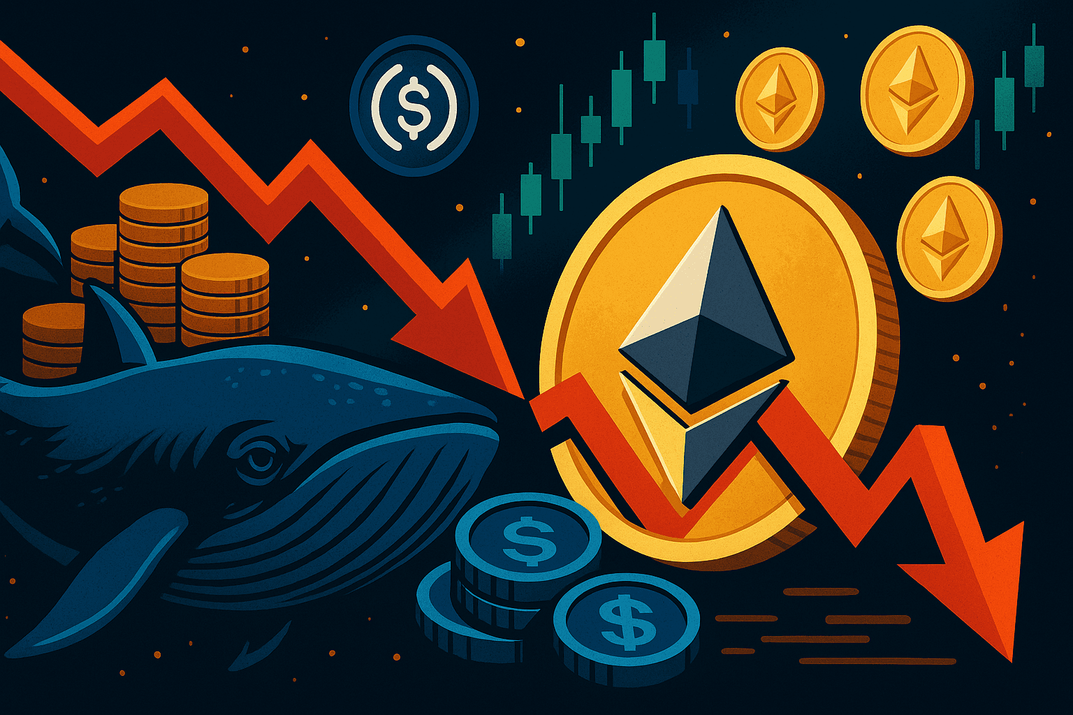 仮想通貨クジラが6,000ETH超を32万ドルの損失で売却