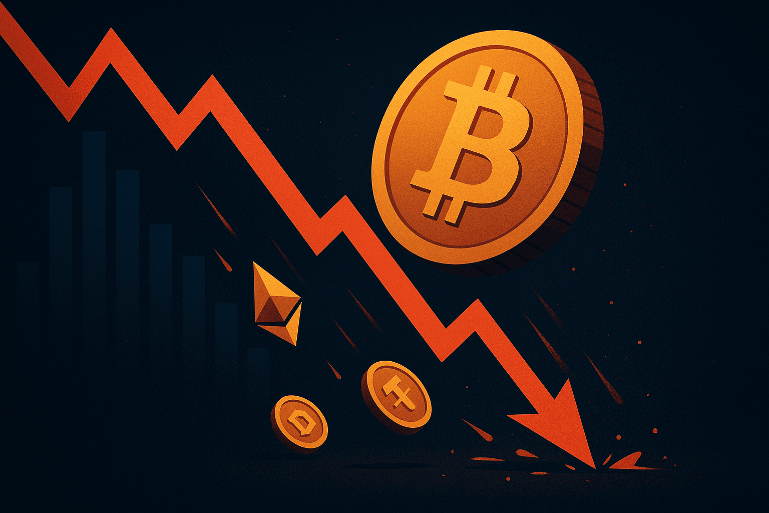 ビットコインとイーサリアムが下落を主導、世界の仮想通貨市場で3億6200万ドルの清算が発生