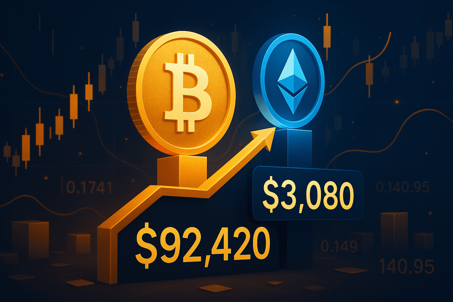 Daily Update Shows Bitcoin at $92,420 and Ethereum Above $3,080