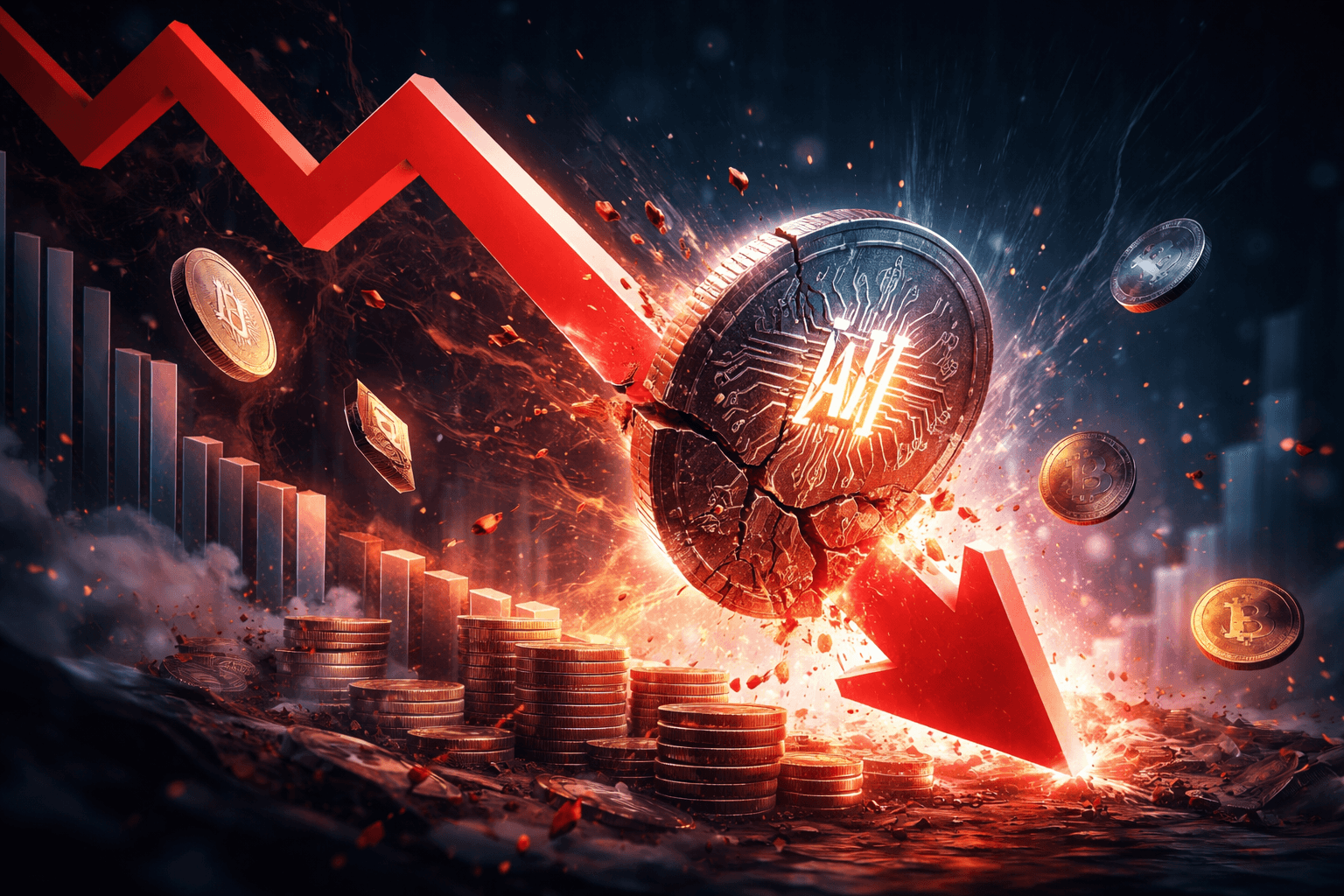 AI-Driven Crypto Tokens Lose 75% Value, $53 Billion Wiped Out
