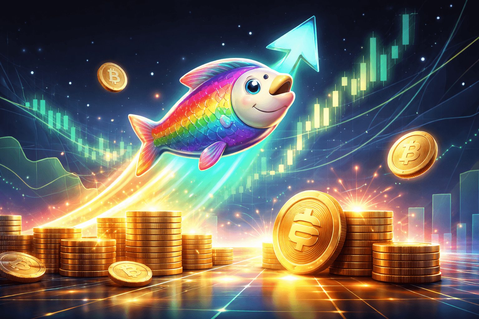 Solana Meme Coin FISH Jumps 300% Amid Rainbow Fish Account Revival