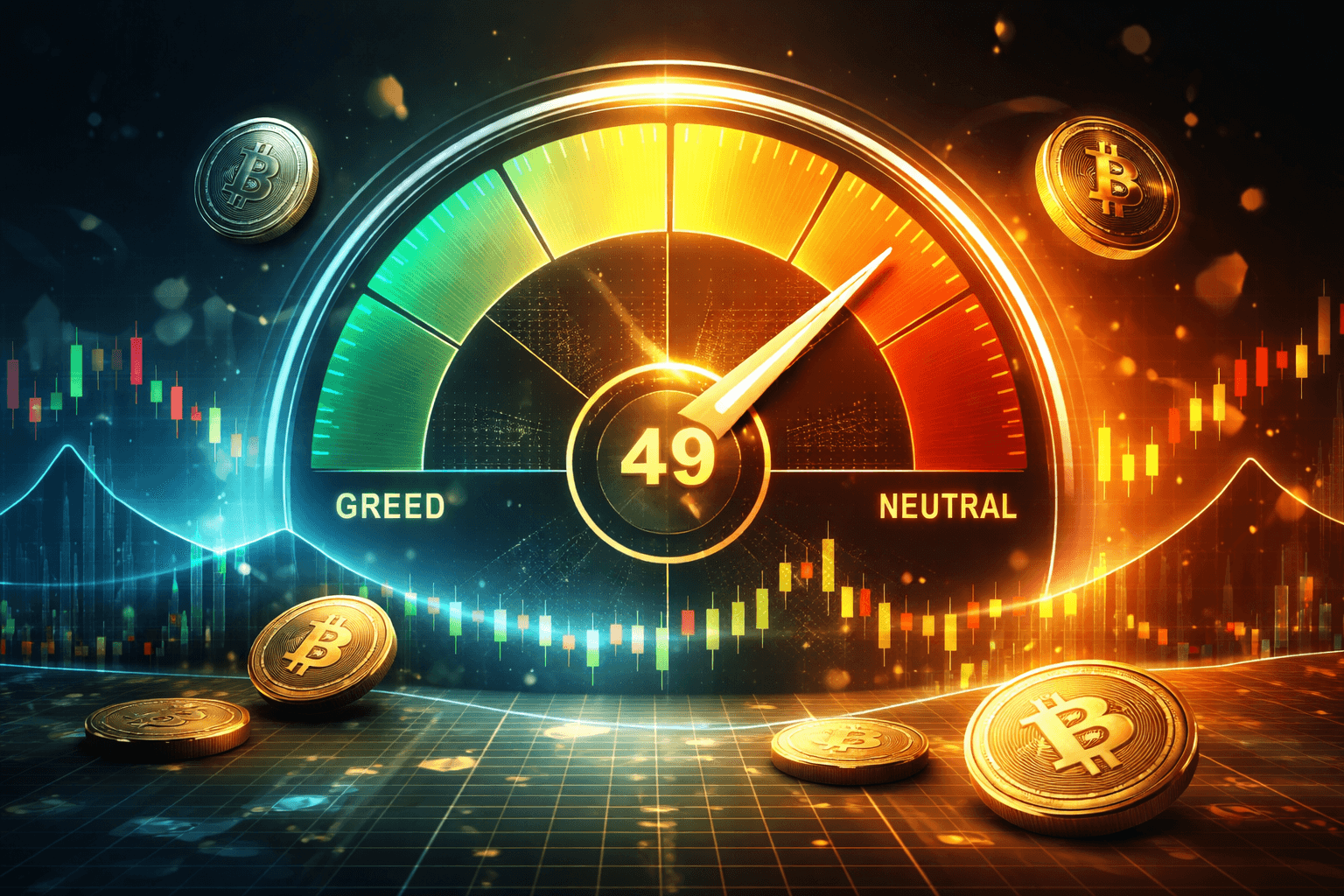 Crypto Fear & Greed Index Falls to 49, Signaling Shift from 'Greed' to 'Neutral'