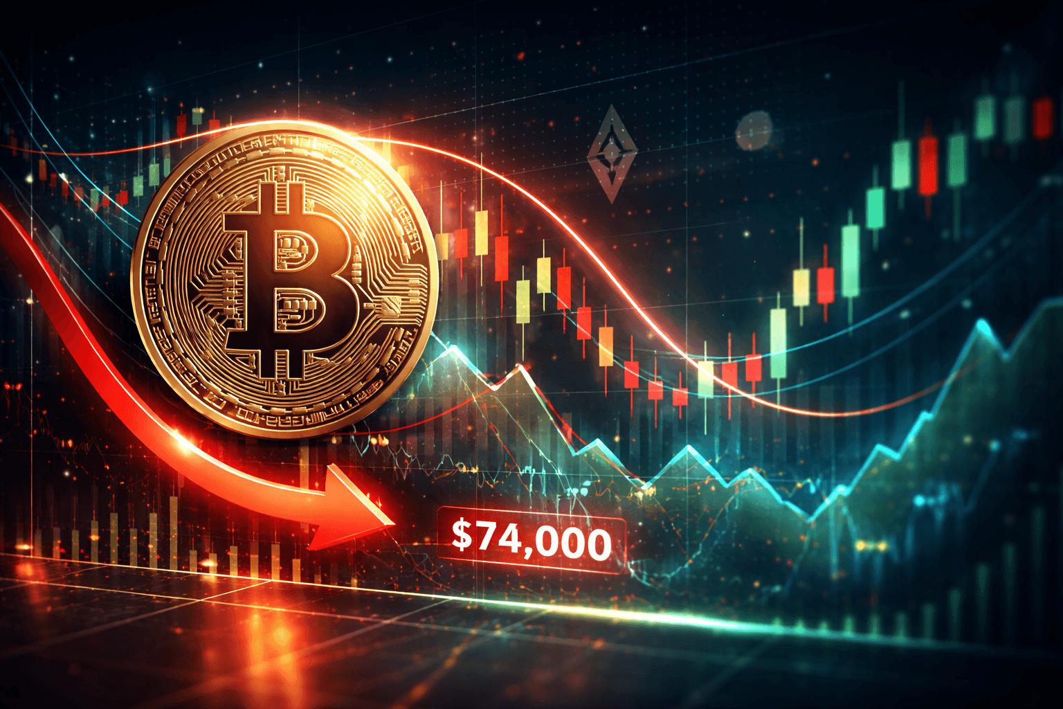 Bitcoin Briefly Falls Below 74,000 USDT, OKX Data Shows
