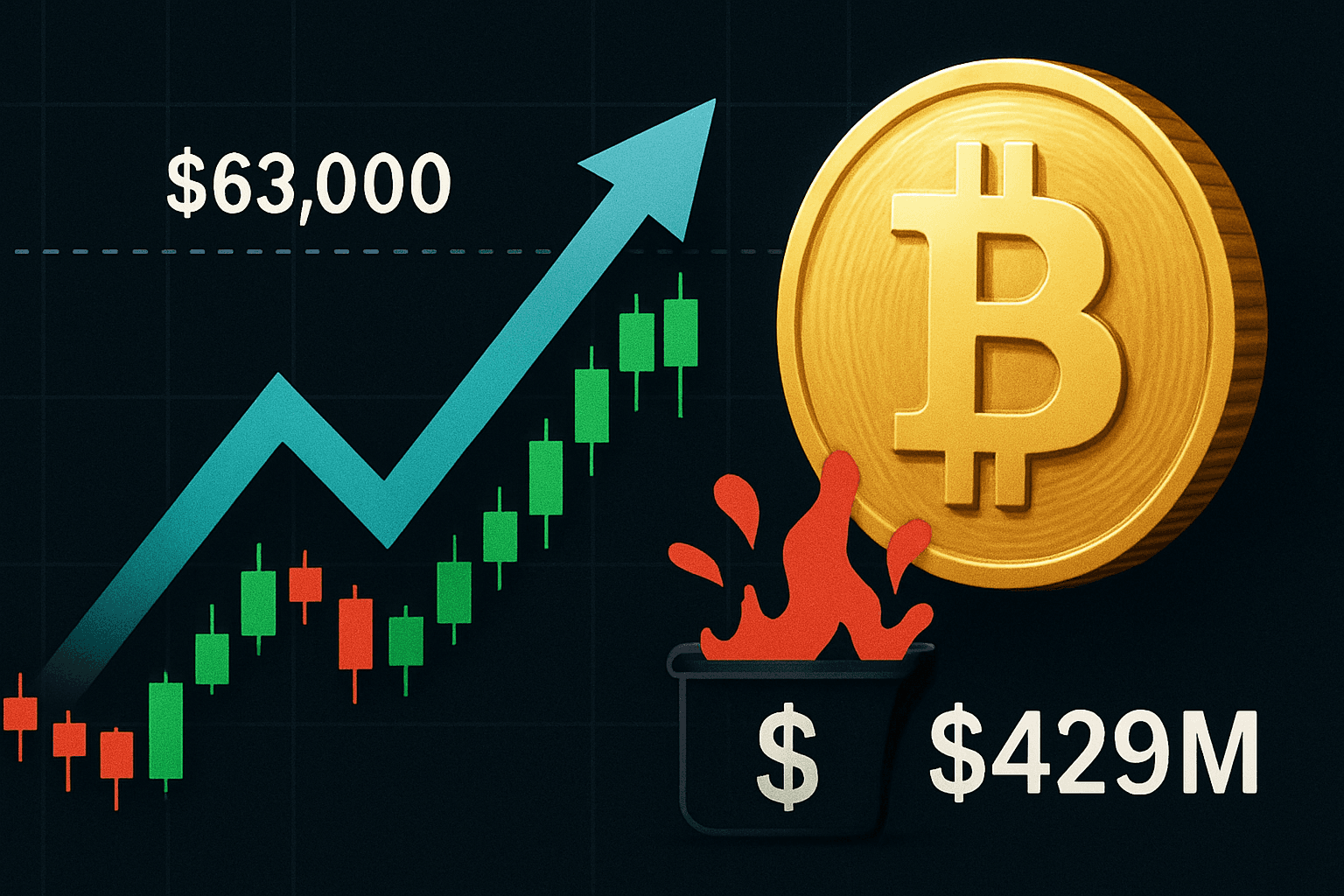 Crypto futures liquidations hit $429 million in 24 hours as Bitcoin reaches $63,000