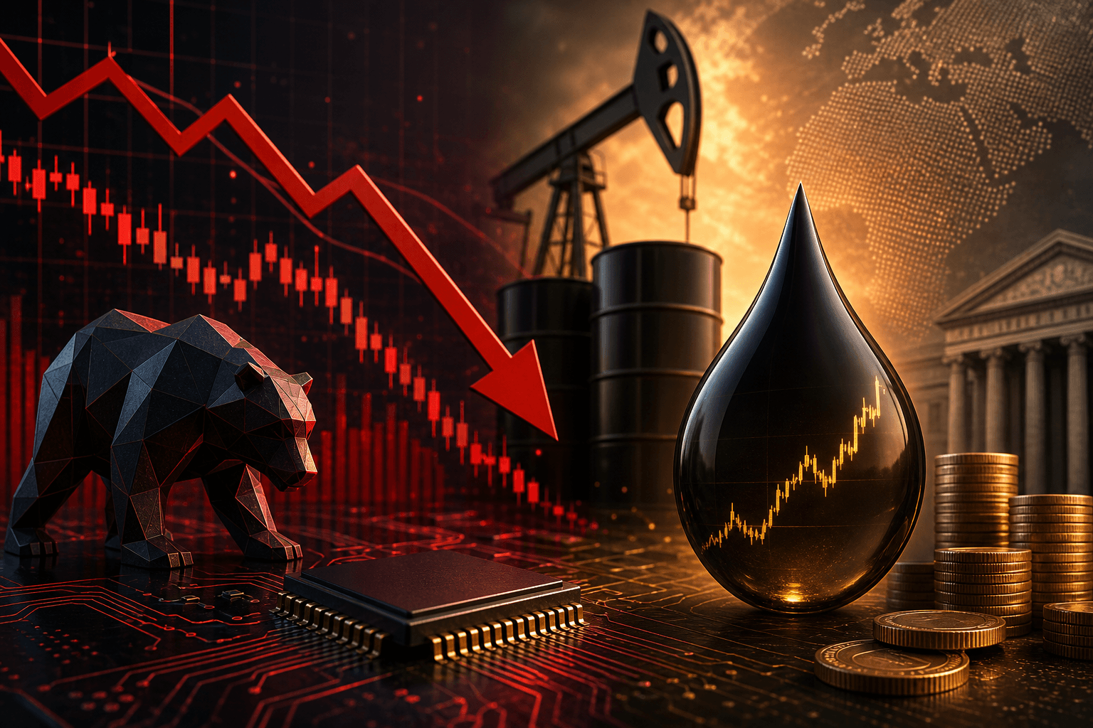 US Stocks Dip as Oil Surge and Chip Selloff Push Nasdaq Down 1.25%