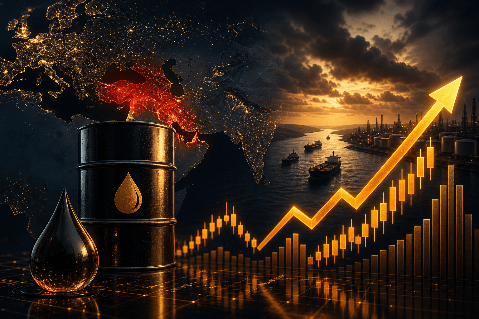 Oil rises while gold falls as Middle East tensions revive inflation concerns