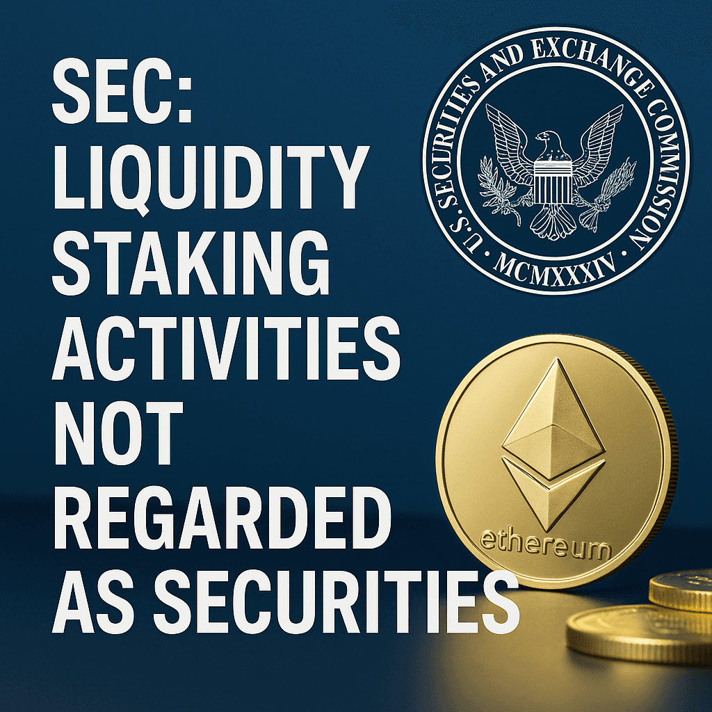 SEC、流動性ステーキング活動を証券とみなさず、規制上の不確実性を解消