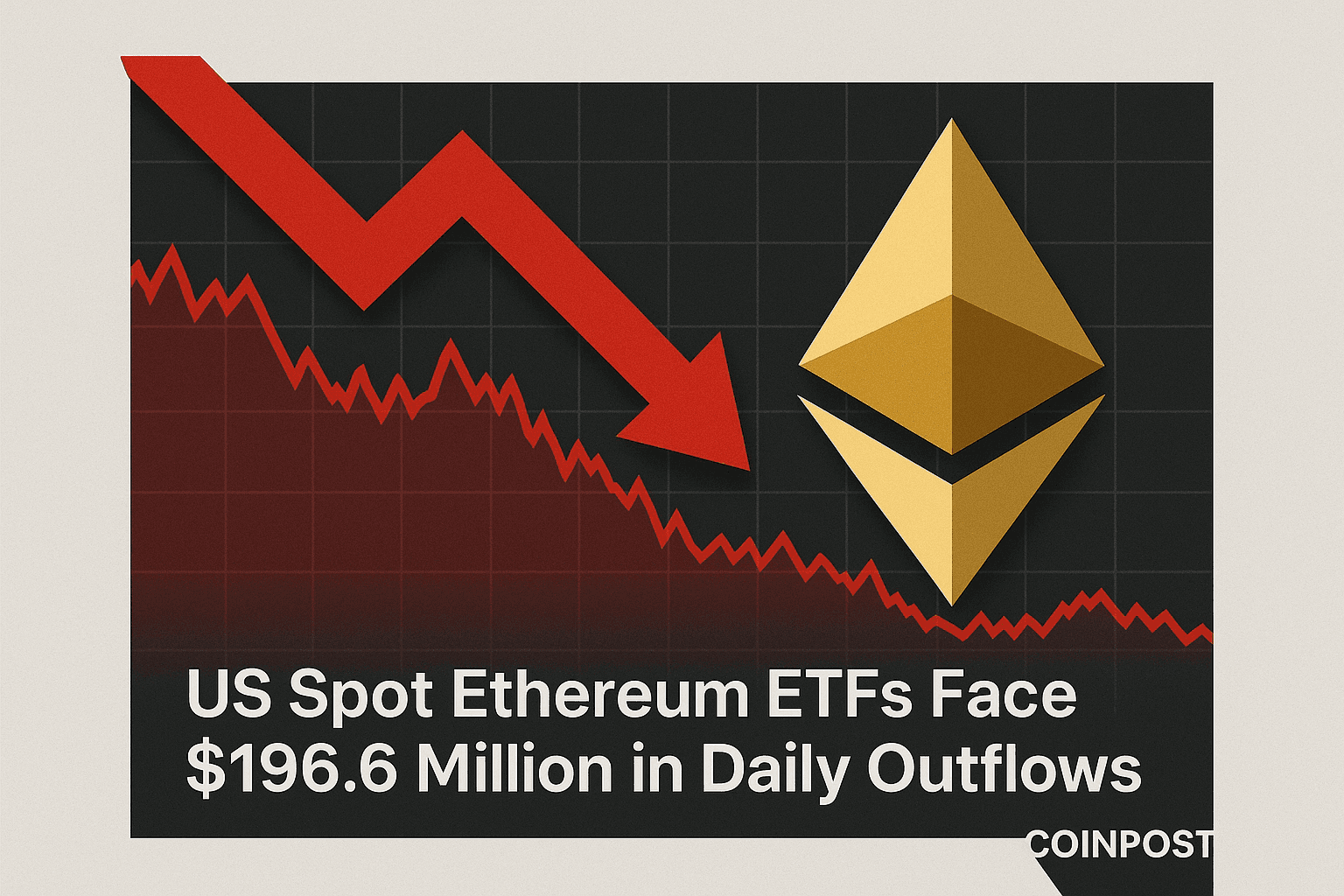 米国のイーサリアム現物ETFが日次1億9,660万ドルの資金流出に直面